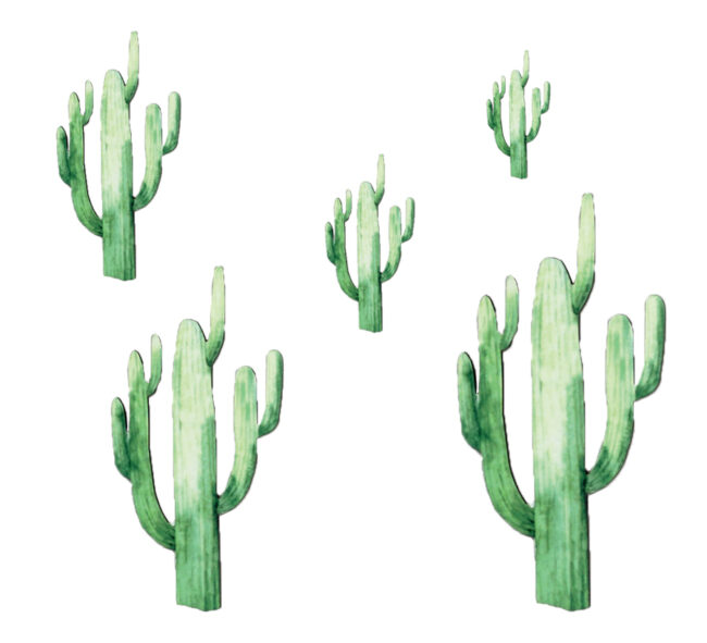 HIGH CACTUS WOODEN PRINTED