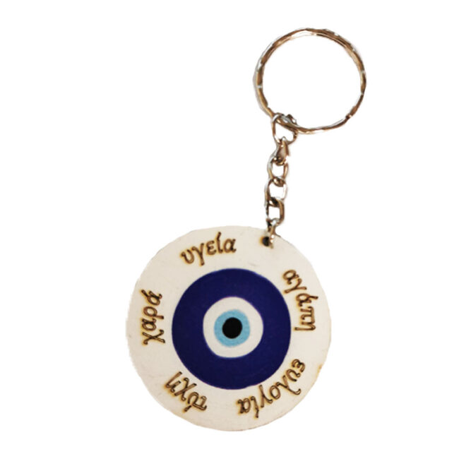 KEYRING ROUND EYE WITH WISHES 5CM