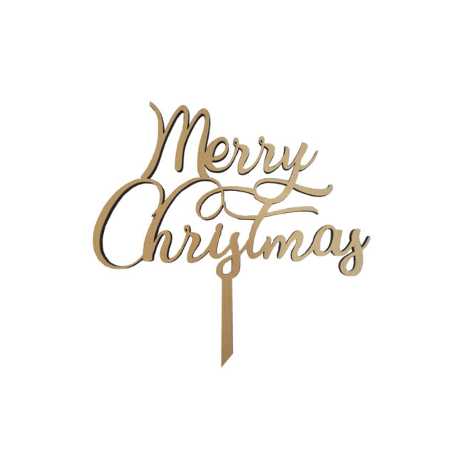 WOODEN CAKE TOPPER MERRY CHRISTMAS 15CM