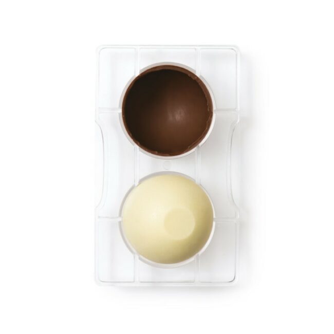 CHOCOLATE MOULD HEMISPHERE WITH BASE 2 CAVITIES 75X40MM