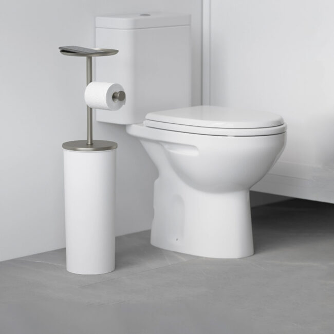 PORTALOO NICKEL TOILET PAPER STAND WHITE 22X17X65CM - Image 4