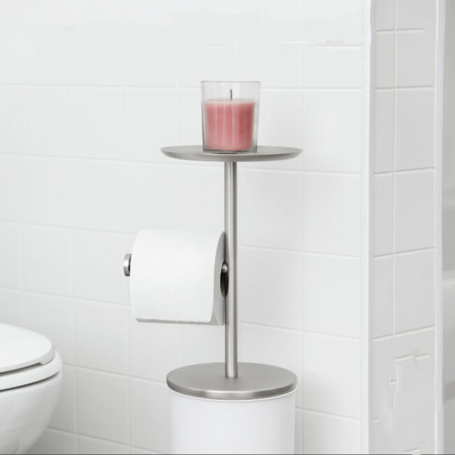 PORTALOO NICKEL TOILET PAPER STAND WHITE 22X17X65CM - Image 3
