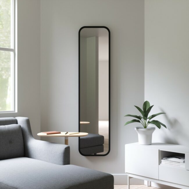 HUB LEANING MIRROR BLACK 157X37CM - Image 3