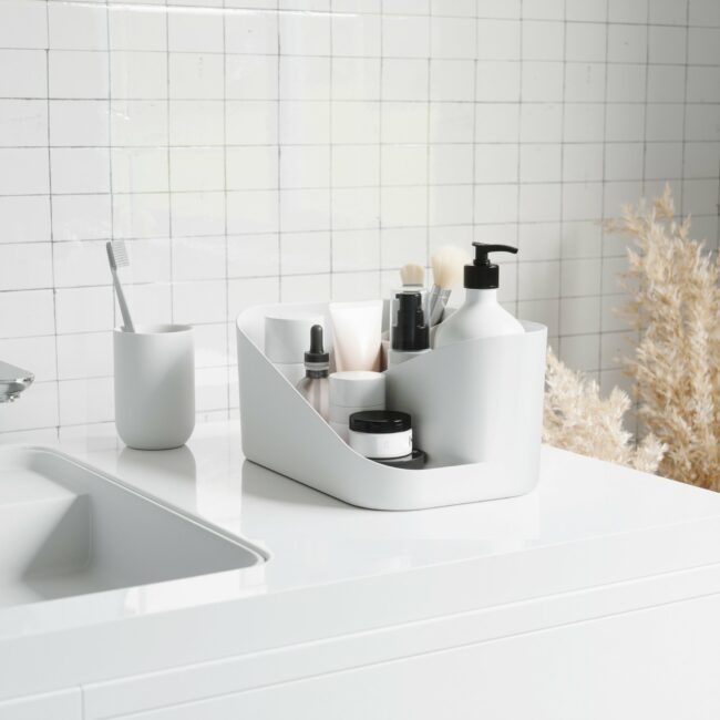 GLAM COSMETIC ORGANIZER WHITE-GREY 26.7X17.1X12.7CM - Image 3