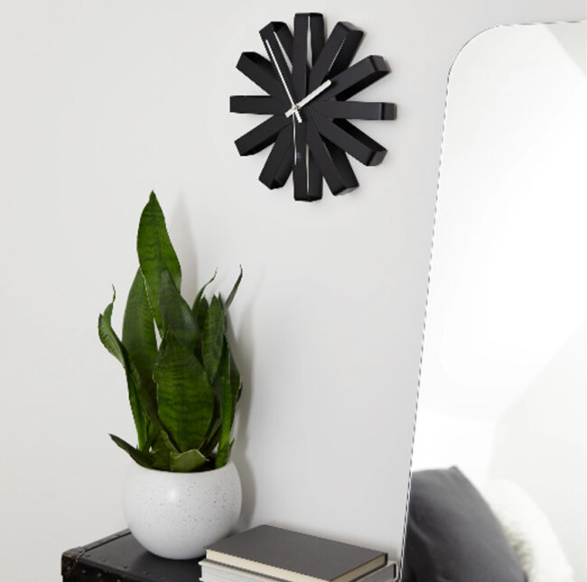 RIBBON WALL CLOCK BLACK 30CM - Image 2