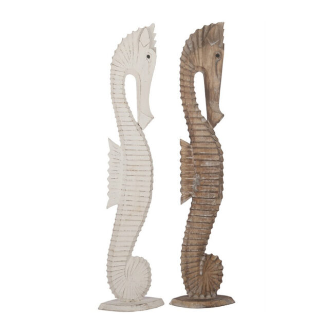 WOODEN SEA HORSE STAND 13X14X100CM