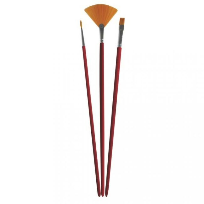 BRUSH SET ART FSC 100% SYNTHETIC LONG-HANDLED ASSORTED - 3PCS