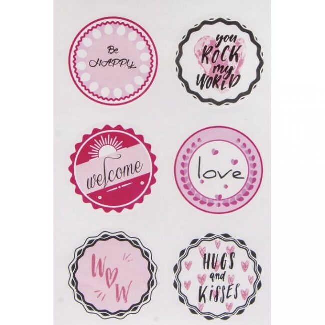 STICKER "HUGS & KISSES" 3.5CM 24PCS