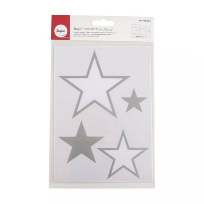 IRON-ON TRANSFER FILM STAR SILVER 4-14.5 X 4-11.5CM - 6PCS/2SHEETS