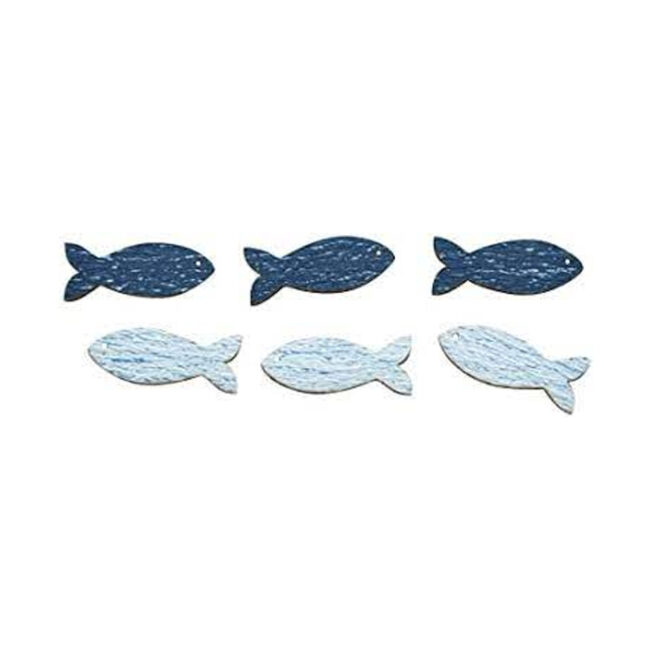 WOODEN OBJECTS FISHES 3.5CM 8PCS