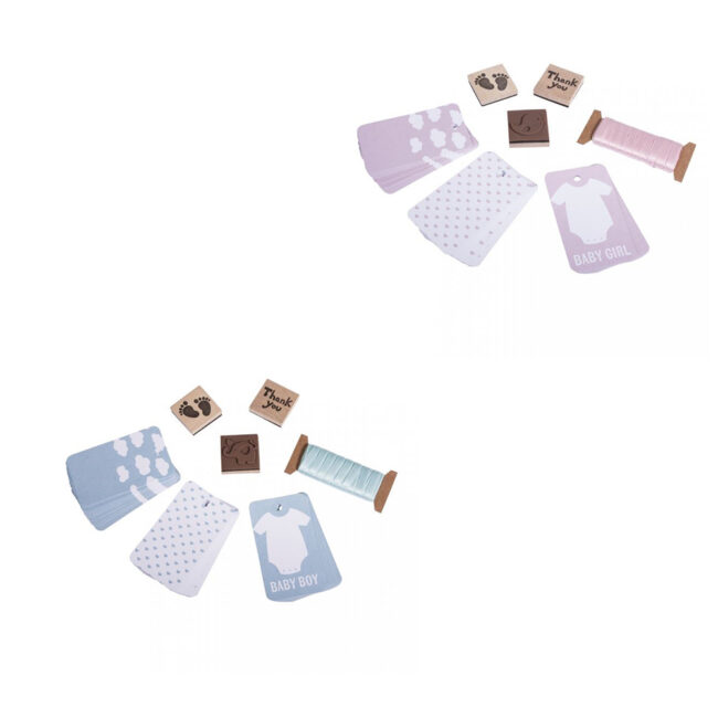 SET OF GIFT TAGS BABY (TAGS & CORD & STAMP)