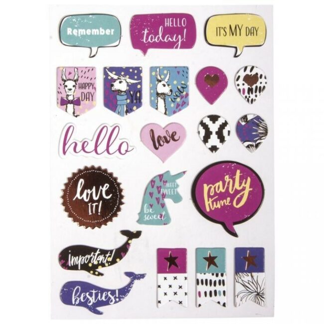 PAPER STICKER "SUMMER MIX" WITH EFFECTS 3 SHEETS 70PCS - Image 3