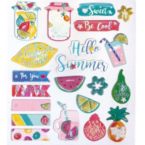 3D PAPER STICKER "SWEET SUMMER" WITH EFFECTS 21PCS