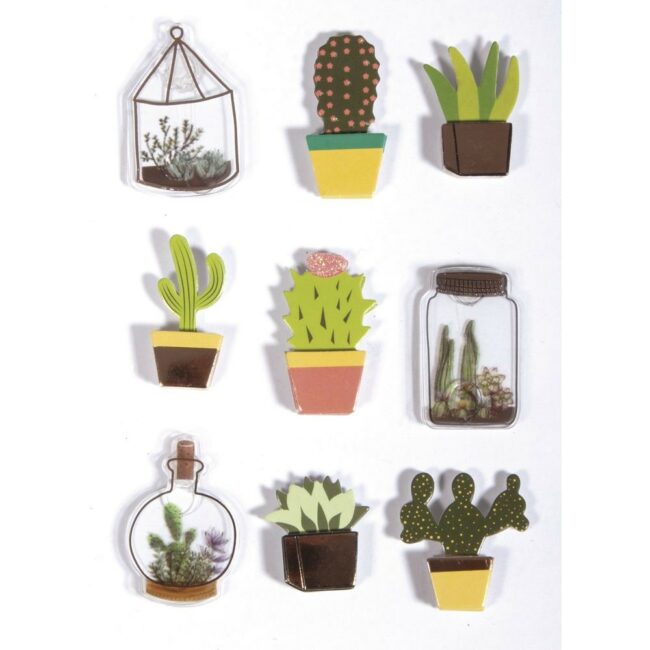 3D PAPER STICKER "CACTUS" WITH EFFECTS 9PCS