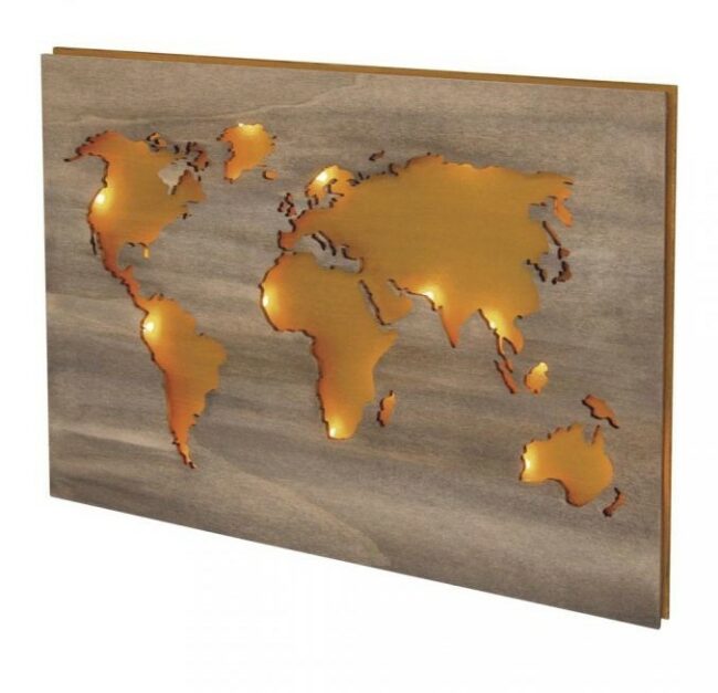 WOODEN WORLD MAP (2 BOARDS) FSC 100% 42X29.7X0.4CM - Image 2