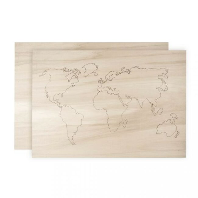 WOODEN WORLD MAP (2 BOARDS) FSC 100% 42X29.7X0.4CM