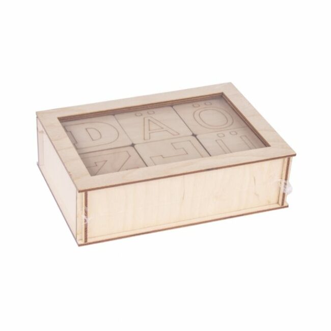 WOODEN BOX & LETTERS FSC 100% 6X0.4X6CM 72PCS - Image 3