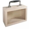WOODEN CASE WITH VIEWING WINDOW (INCLUDING SILVER HANDLE) 18X8X13CM
