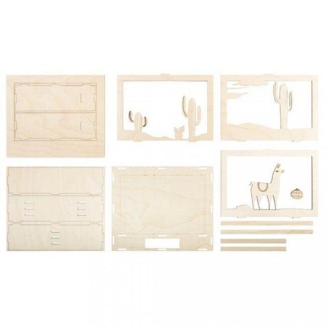 WOODEN KIT 3D-MOTIF FRAME LLAMA FSC 100% NATURAL 24X20X6.9CM - 10PCS/1SET - Image 4