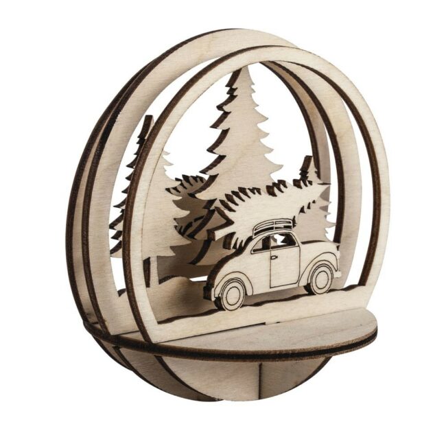 WOODEN PLUG CAR & TREE FSC MIX CREDIT 9.5CM Ø