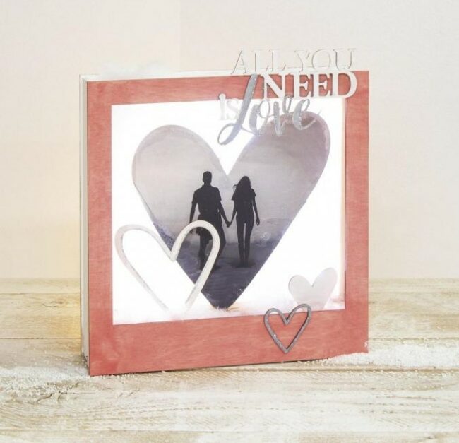 WOODEN CONSTRUCTION 3D MOTIF FRAMES "LOVE'' 24X24X6.3CM 16PCS/1SET - Image 4