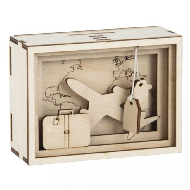 WOODEN 3D GIFT BOX "JOURNEY" FSC MIX CREDIT NATURAL 11.5X8.5X5CM -12PCS/1SET