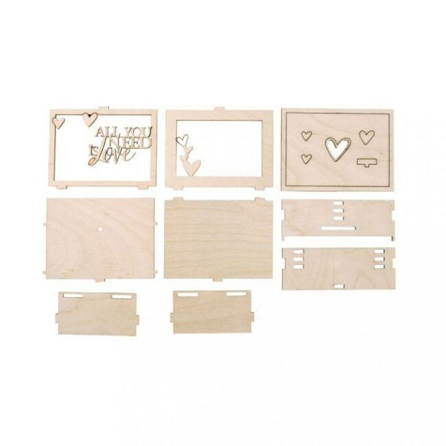 WOODEN 3D GIFT BOX "LOVE" FSC MIXCREDIT NATURAL 11.5X8.5X5CM-14PCS/1SET - Image 2