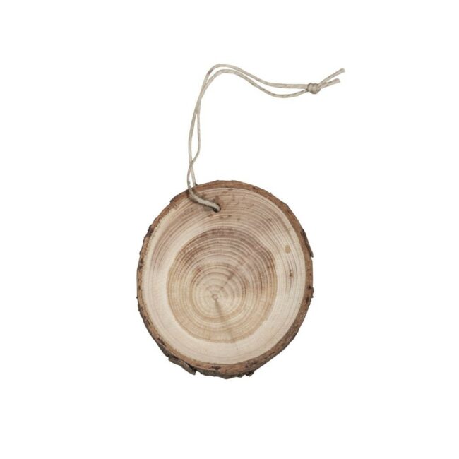 WOODEN DISCS FOR HANGING 6.5-7.5CMØ, NATURAL - 4PCS - Image 2