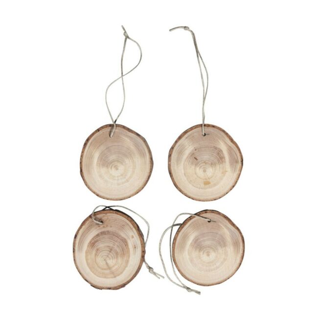 WOODEN DISCS FOR HANGING 6.5-7.5CMØ, NATURAL - 4PCS