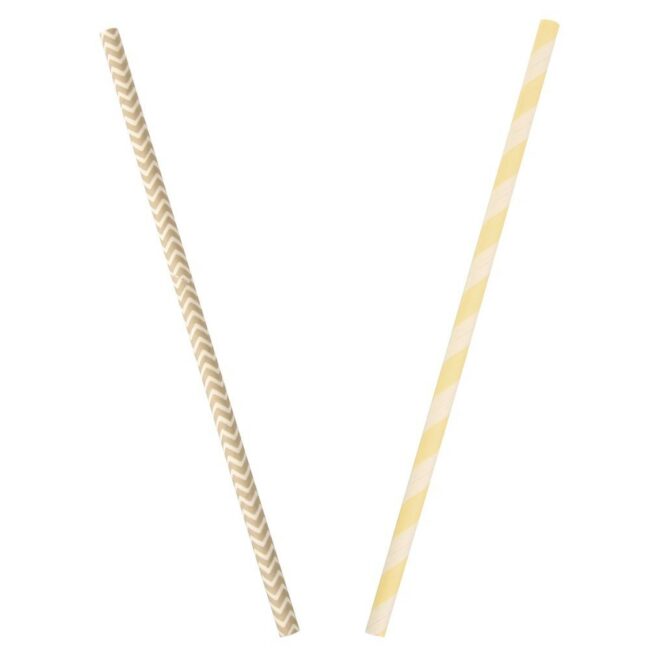 PAPER DRINKING STRAWS FOOD SAFE BEIGE STRIPED - 25 PCS