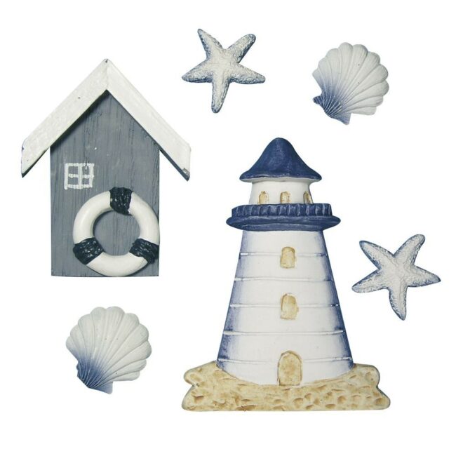 POLYRESIN OBJECTS BEACH HOUSE 2-8 CM 6PCS
