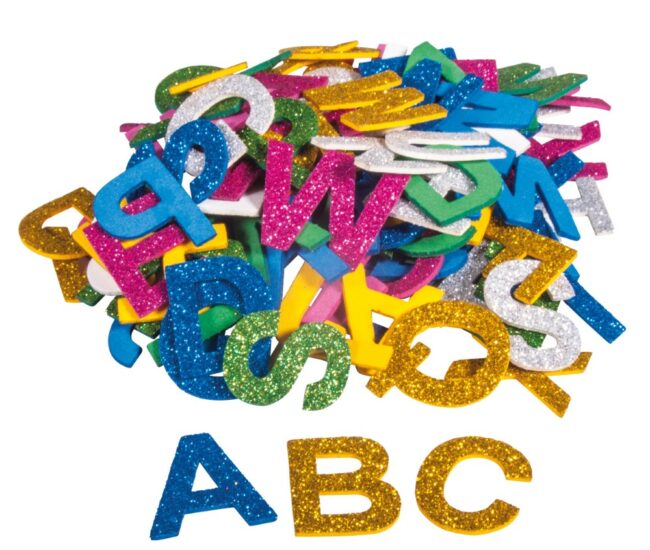 SPONGE RUBBER ALPHABET GLITTER SELF ADHESIVE 3CM 130PCS