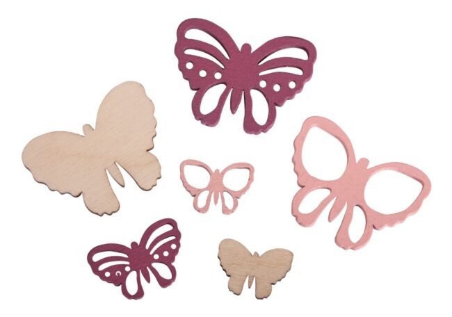 SMALL WOODEN OBJECTS BUTTERFLY LASERED FSC 100% 2-4X1.5-3CM - 17PCS