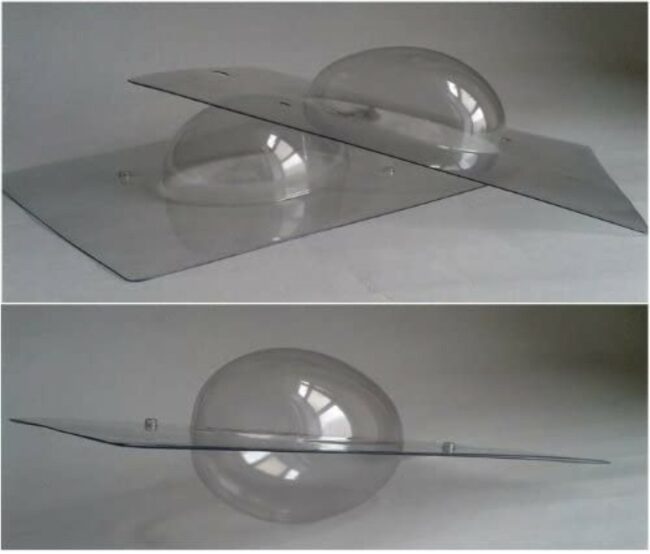 2 PART TRANSPARENT EGG MOULD 112X83X44MM