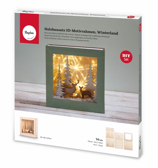 WOODEN KIT 3D MOTIF FRAME WINTERLAND, FSC 100% 20X20X6.6CM - Image 4