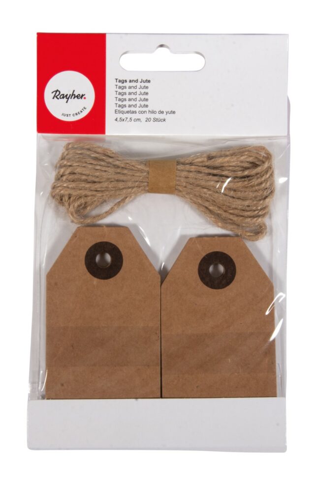 TAGS AND JUTE 4.5X7.5CM - 20PCS