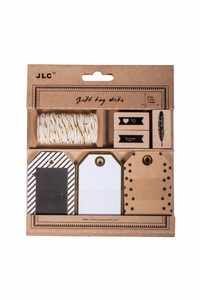 KIT - GIFT TAGS (TAGS,CORD,STAMP) - 4,5X7,5CM