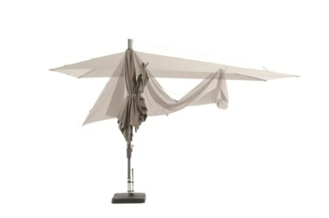 POLYESTER PARASOL UMBRELLA ASYMMETRIC SIDEWAYS TAUPE 360X220CM - Image 4