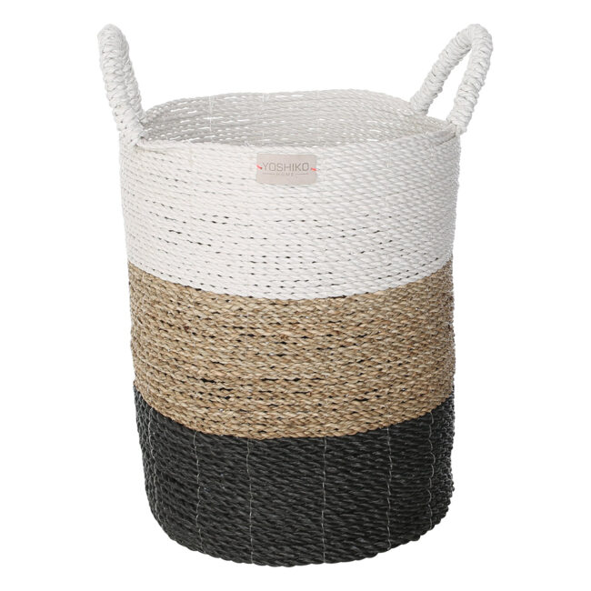 BANDUNG ROUND BASKET NATURAL/BLACK/WHITE