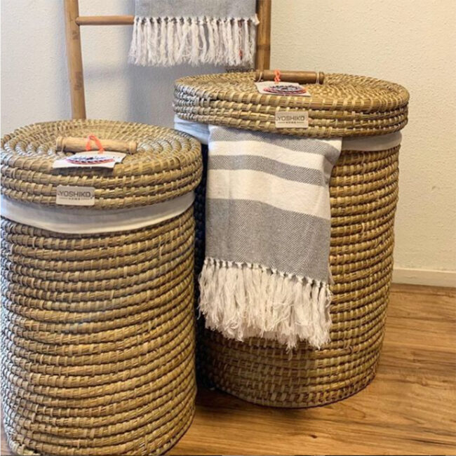 CHAR NATURAL LAUNDRY BASKET INCLUDING COTTON BAG 33X45CM - Image 3
