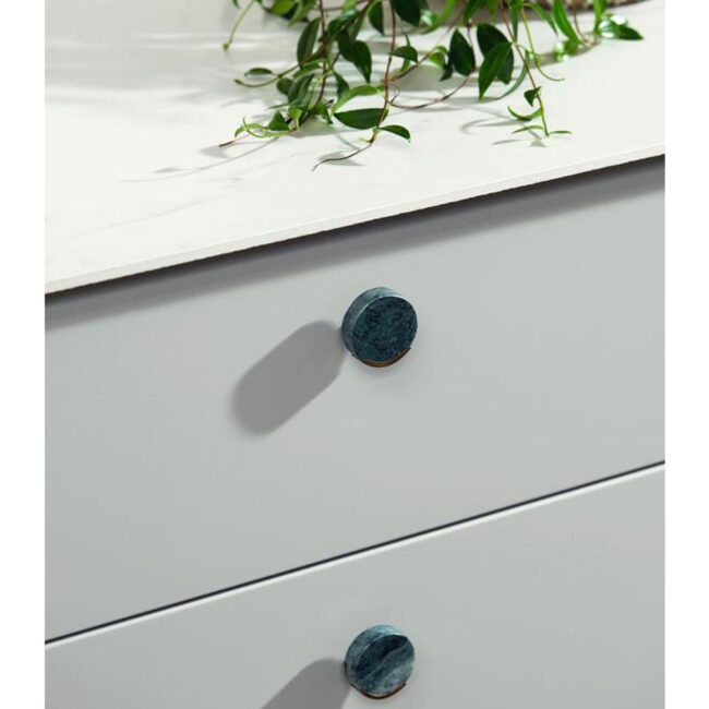 KNOB/HOOK WHITE MARBLE CIRCLE BRASS - Image 3