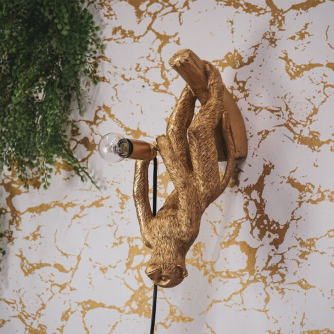HANGING MONKEY LAMP GOLD 23X36X11CM - Image 3
