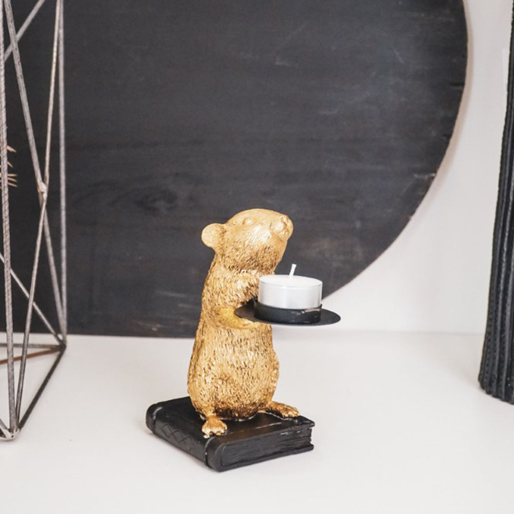 MOUSE TEALIGHT HOLDER 8X16X14CM Pergamos