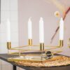 CANDLESTICK 4 ARMS WITH MIRROR TRAY GOLD 21X21X9CM - Image 2