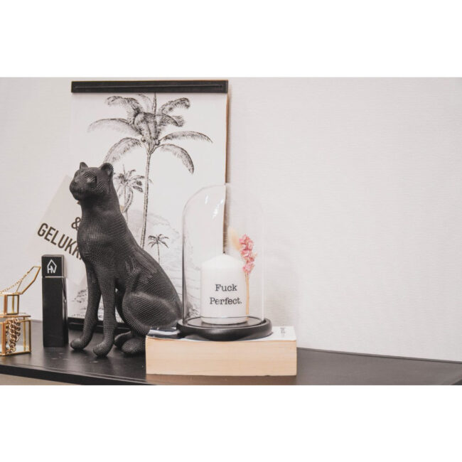 BELL JAR WITH WOODEN BASE BLACK 14X14X22CM - Image 3