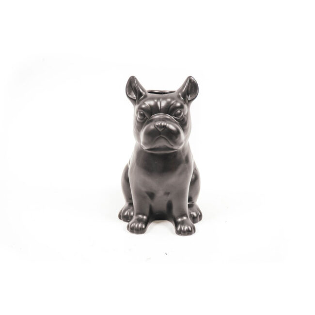 BLACK VASE DOG 15X12.5X22CM