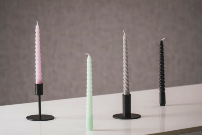 SET OF 4 TWISTED CANDLES MINT GREEN - Image 2
