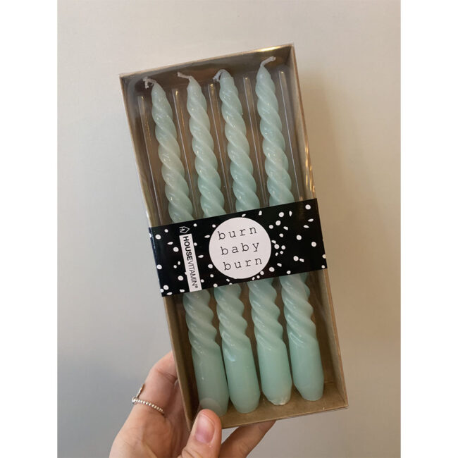 SET OF 4 TWISTED CANDLES MINT GREEN - Image 3