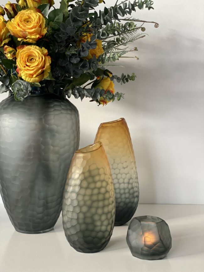 BAMBI S - GREY GOLD GLASS VASE 32X16CM - Image 4