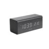 BLOCK ALARM CLOCK BLACK VENEER WHITE LED/BLACK WOOD 16X7.2CM